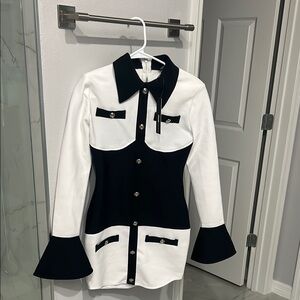 Elegant Black and White Women's Dress